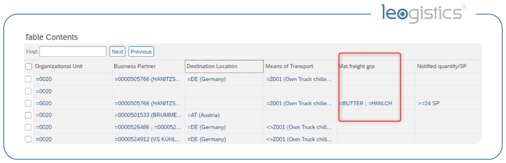 tarif price table