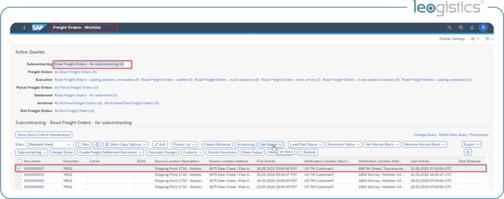 Freight Orders Worklist